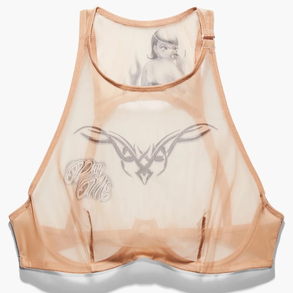 Savage X Fenty Tan High-Neck Mesh Bra
